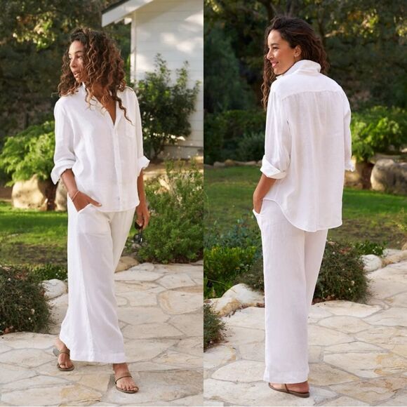 Frank & Eileen White Wide Leg Pants - Picture 1 of 11